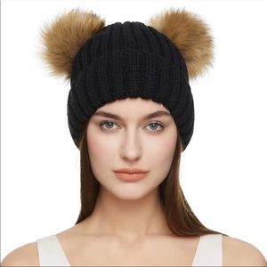 New Adult Size Double Pom Pom Knit Beanies
